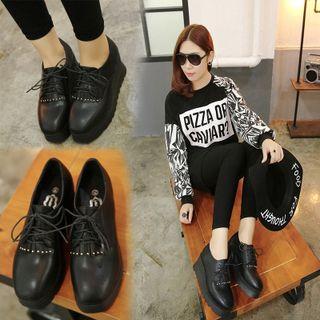 Fringe Platform Lace-up Shoes
