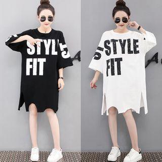 Distressed Printed T-shirt Dress