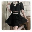Short-sleeve Lace Trim Top / Dress / Mini Skort