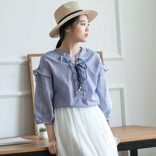 3/4-sleeve Notch Neck Blouse