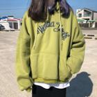 Letter Embroidery Hoodie Green - One Size