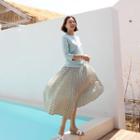 Geo Pattern Long Pleat Skirt