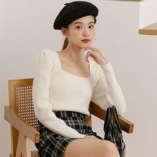 Square-neck Bow-back Sweater