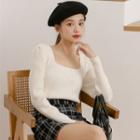 Square-neck Bow-back Sweater