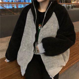 Two-tone Padded Jacket Black & Gray - One Size