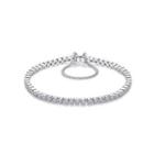Simple Temperament Geometric Round Bead Cubic Zirconia Bracelet 19cm Silver - One Size