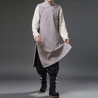 Sleeveless Single Breasted Long Cardigan
