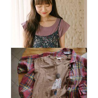 Cap-sleeve Appliqu  T-shirt