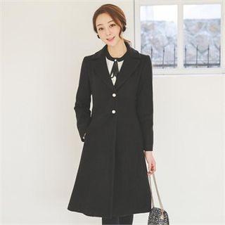 Faux-pearl Buttoned A-line Coat