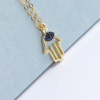 925 Sterling Silver Palm Pendant Necklace Gold - One Size