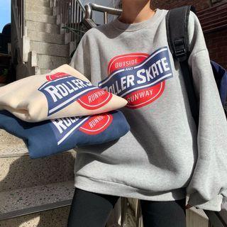 Fleece-lined Lettering Print Sweatshirt