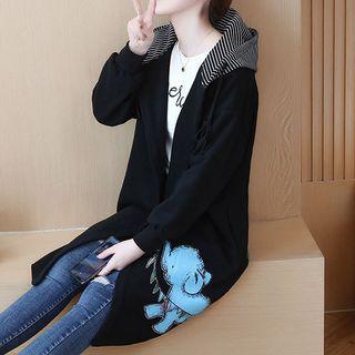 Animal Print Single-breasted Hooded Coat