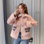 Lettering Faux Shearling Single-breasted Jacket