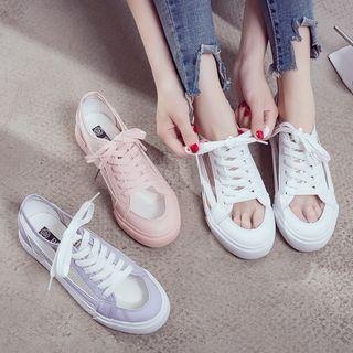 Sheer Panel Lace-up Shoes