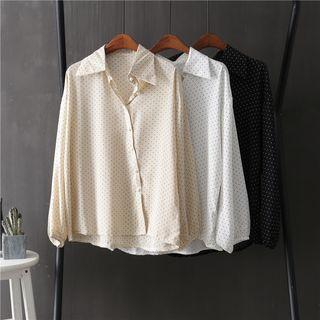 Long-sleeve Polka Dot Chiffon Shirt
