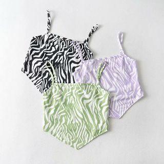 Zebra Print Asymmetrical Cropped Camisole Top