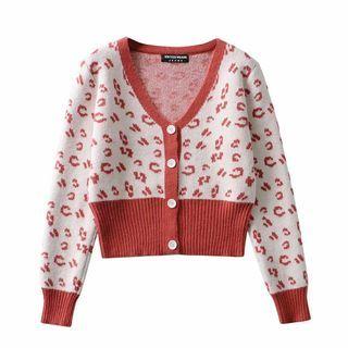 Leopard Print Cardigan White - One Size