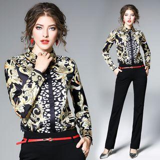 Fly Placket Printed Blouse