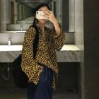 Leopard Print Long-sleeve Loose-fit Shirt