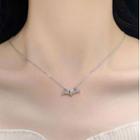 Rhinestone Bat Necklace Silver - One Size