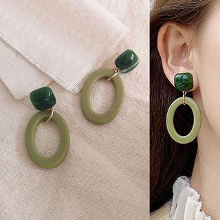 Acrylic Oval Dangle Earring 1 Pair - Green - One Size