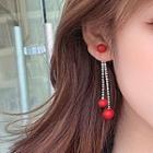Bead Fringed Earring 1 Pair - Red - One Size