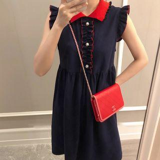 Contrast-collar Sleeveless Dress