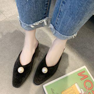 Faux Pearl Pointy Toe Mules