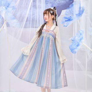Faux Pearl Fringed A-line Overall Dress