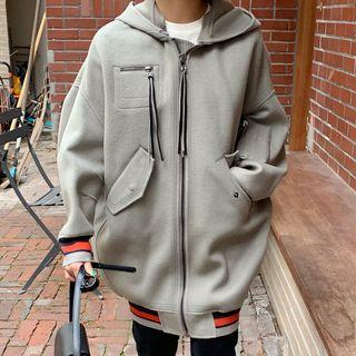 Wool Blend Oversized Zip-up Hoodie