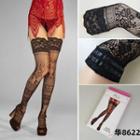 Lace Trim Patterned Fishnet Stockings 8622 - One Size
