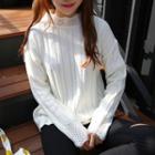 Stand-collar Long-sleeve Knit Top