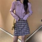 Plain Shirt / Plaid Mini Skirt