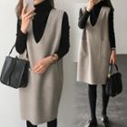 V-neck Knit Overall Dress