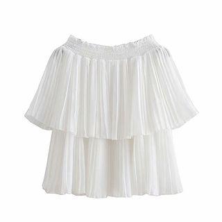 Tiered Short-sleeve Off-shoulder Top