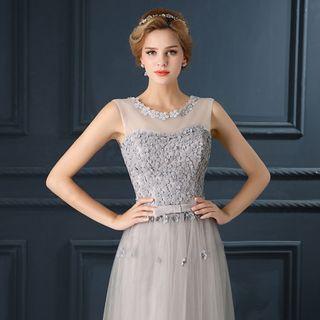 Flower Accent Evening Gown