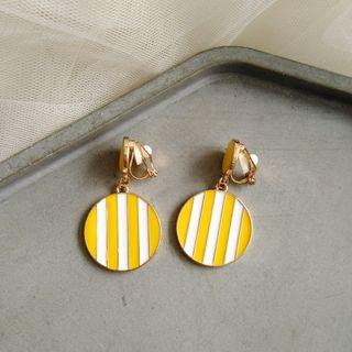 Striped Disc Drop Earring / Ear Clip