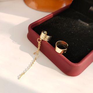 Chained Alloy Cuff Earring 1 Pair - Gold - One Size