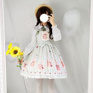 Shirt / Spaghetti Strap Printed A-line Dress / Hair Piece