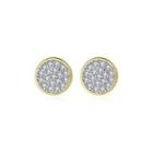 Simple Temperament Plated Gold Geometric Round Cubic Zirconia Stud Earrings Golden - One Size