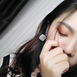 Tweed Button Earring
