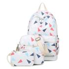 Set Of 3: Triangle Print Backpack + Crossbody Bag + Pouch