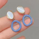 Geometric Drop Earring A736 - 1 Pair - Gold & White & Blue - One Size