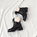 Faux-shearling Short Military Boots
