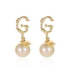 Letter G Ear Stud 1 Pair - Gold - One Size