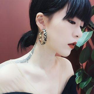 Leopard Print Hoop Earring 1 Pair - As Shown In Figure - One Size