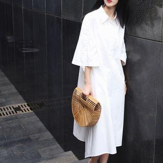 Tie-cuff Bell-sleeved Shirtdress