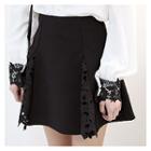 Inset-shorts Lace-godet Mini A-line Skirt