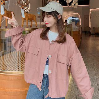 Drawstring Buttoned Cargo Jacket