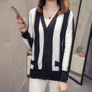 Stripe Buttoned Cardigan